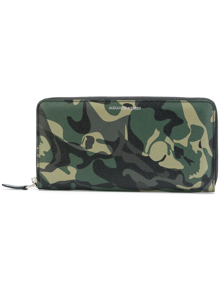 Alexander Mcqueen Camouflage Zipped Continental Wallet - Green