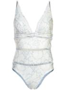 Zimmermann V-neck Damask Swimsuit - Blue