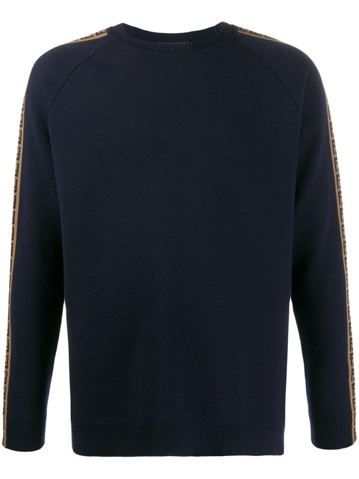 Fendi Knitted Logo Tape Jumper - Blue