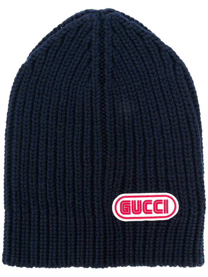 Gucci Gucci Logo Patch Beanie - Black
