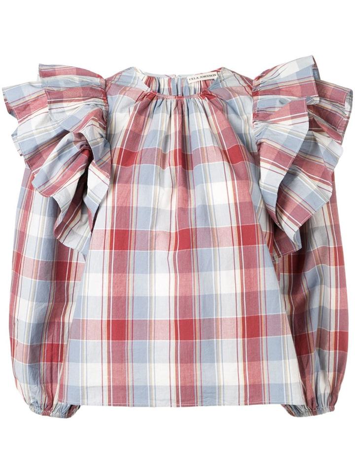Ulla Johnson Caasi Checked Blouse - Blue