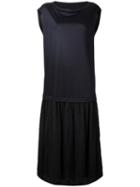 Y's - Slash Neck Midi Dress - Women - Cotton/polyester/lyocell/tencel - 1, Black, Cotton/polyester/lyocell/tencel