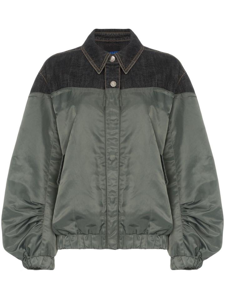 Sjyp Sjyp Jkt Bmbr Bttm Dnm Jkt Top - Green