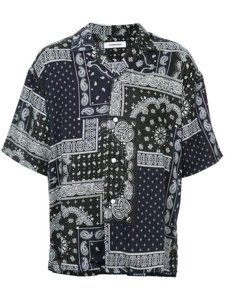Monkey Time Bandana Print Shirt - Black
