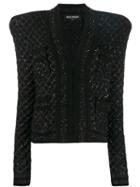 Balmain Sequin Tweed Jacket - Black