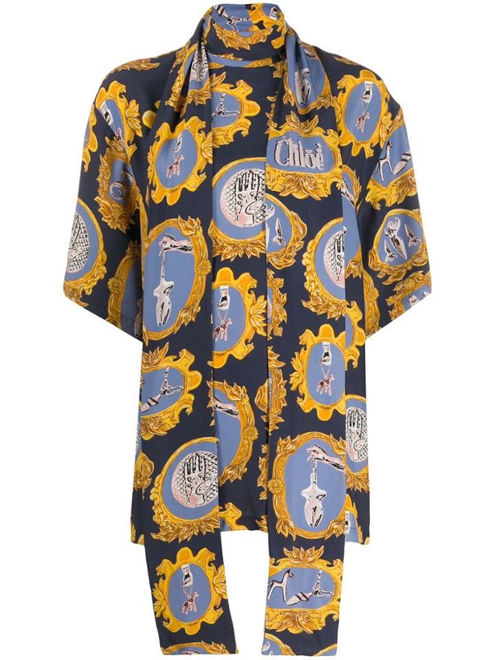 Chloé Medallion Print Top - Blue