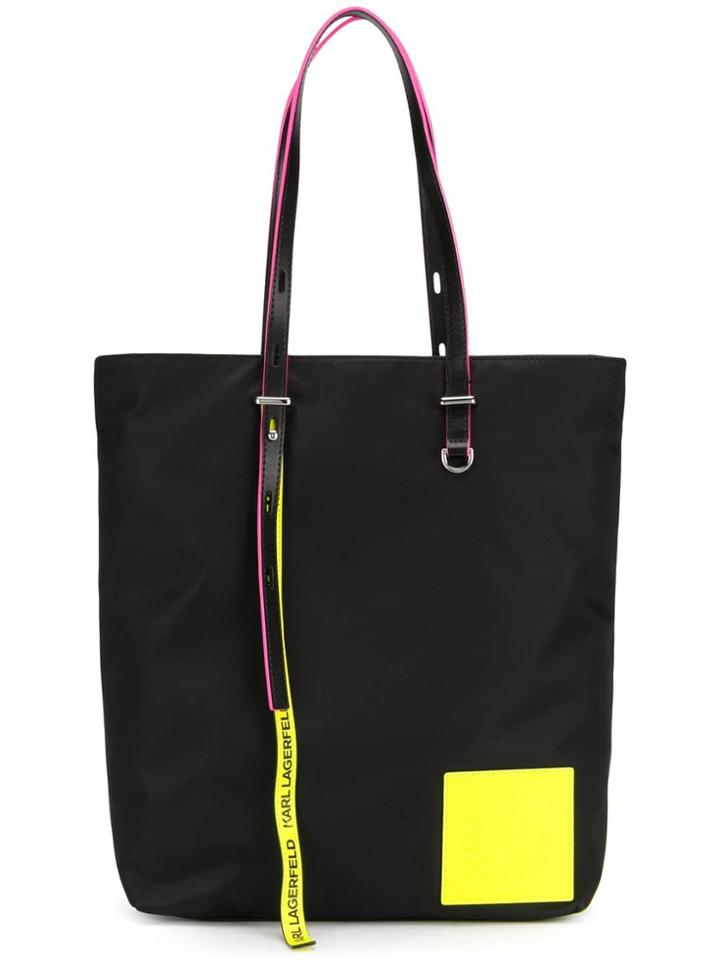 Karl Lagerfeld Logo Neon Shopper Tote - Black