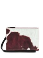 Burberry Cow Print Leather Zip Pouch - Brown