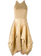 Antonio Berardi - Embroidered Flared Dress - Women - Polyester/rayon - 42, Nude/neutrals, Polyester/rayon
