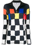 Rossignol Zipped Funnel Neck Checkered Top - Black