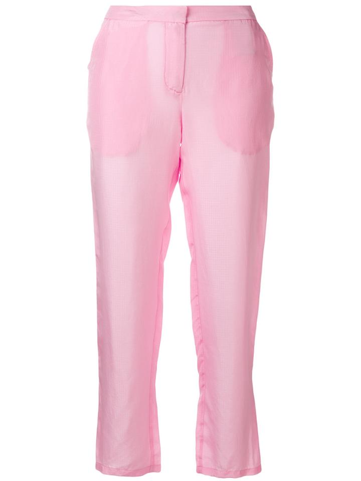 Christian Wijnants Parisa Semi-sheer Cropped Trousers - Pink & Purple