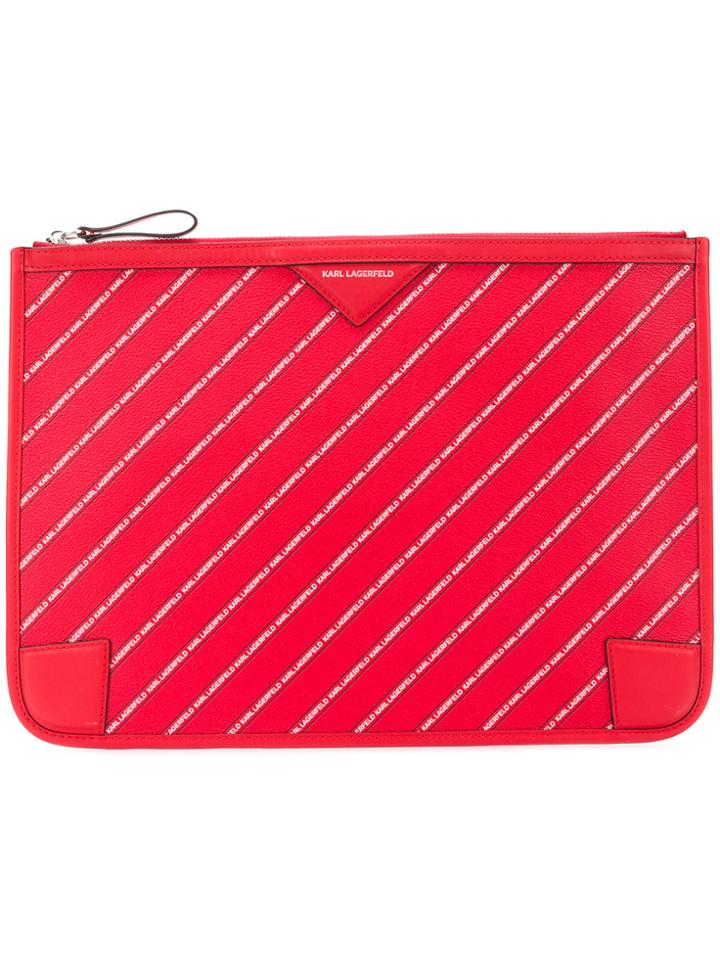 Karl Lagerfeld Striped Logo Pouch - Red