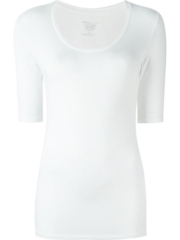 Majestic Filatures Scoop Neck T-shirt, Women's, Size: Iii, White, Viscose/spandex/elastane