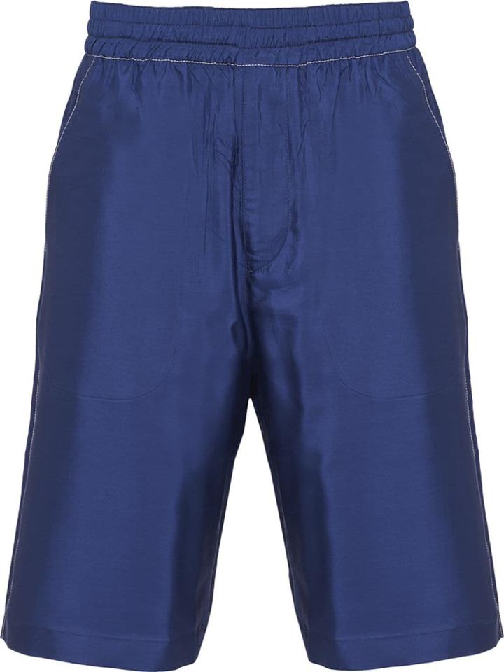 Prada Pongé Silk Bermuda Shorts - Blue
