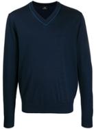 Ps Paul Smith V-neck Knitted Sweater - Blue