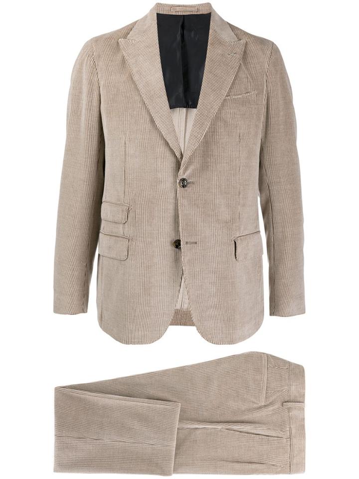 Eleventy Single-breasted Corduroy Suit - Neutrals
