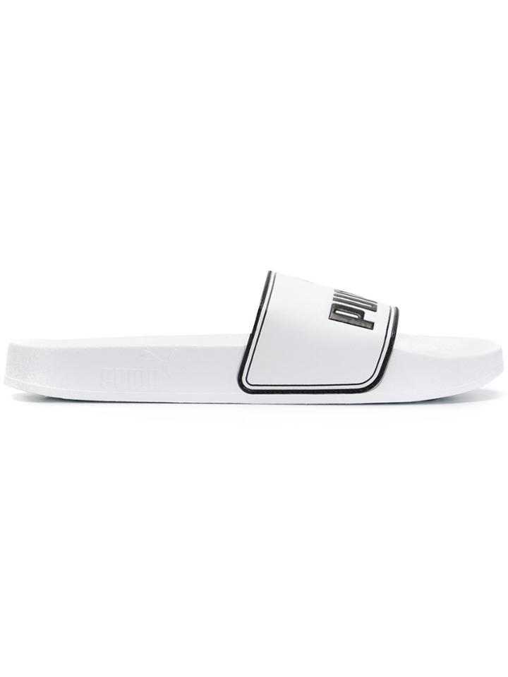 Puma Logo Upper Slides - White