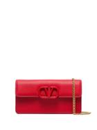 Valentino Valentino Garavani Vring Leather Shoulder Bag - Red
