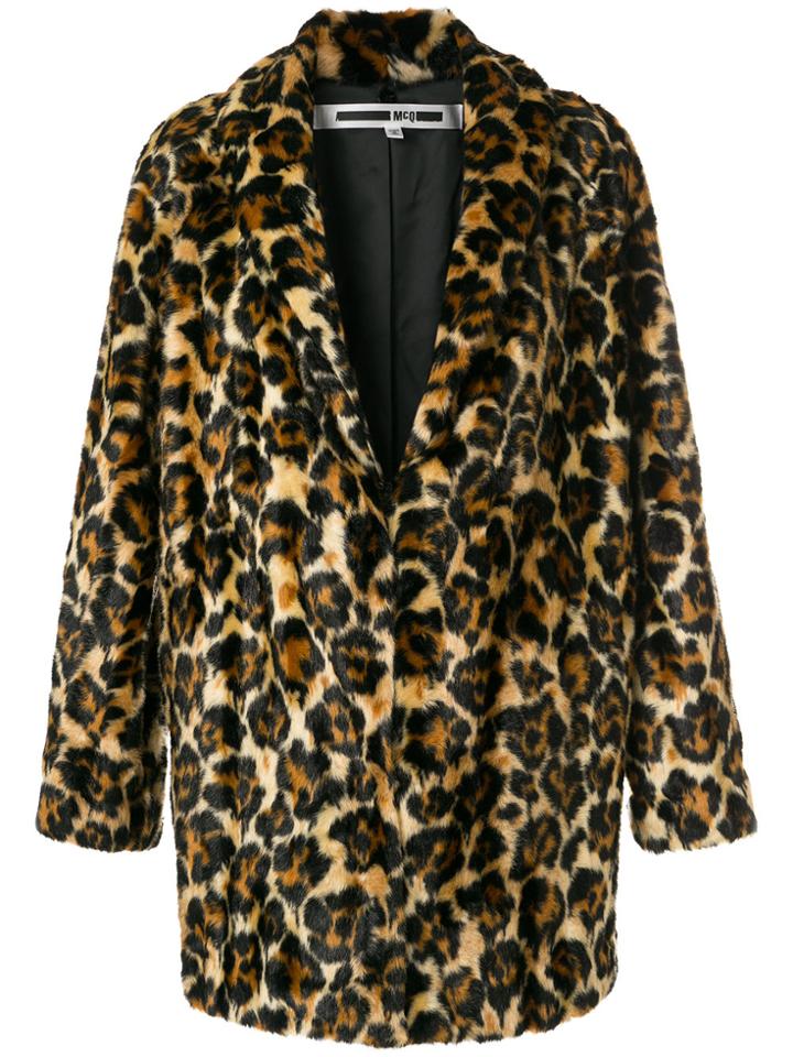 Mcq Alexander Mcqueen Leopard Print Coat - Brown