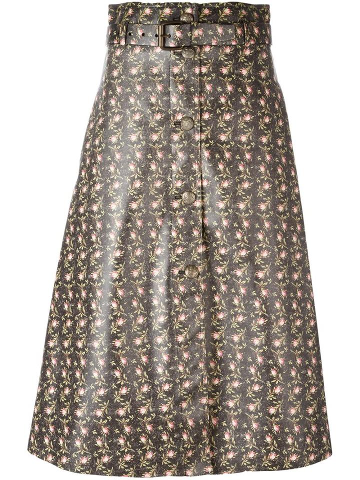 Philosophy Di Lorenzo Serafini Floral Print Skirt, Women's, Size: 40, Grey, Polyester/polyurethane