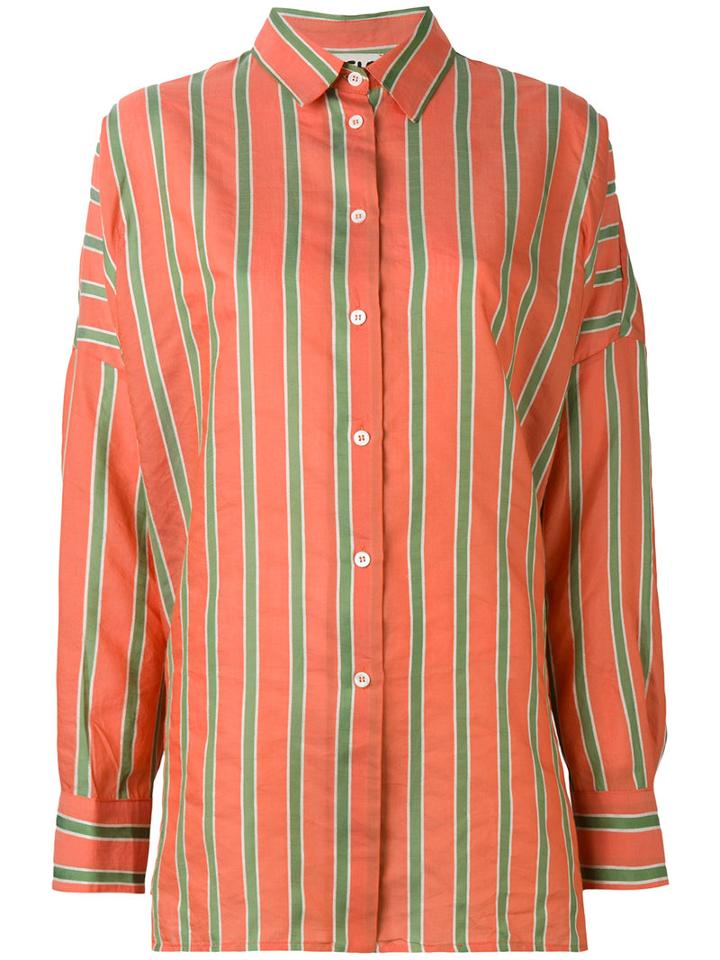 Hache - Striped Shirt - Women - Silk/cotton/linen/flax/viscose - 40, Yellow/orange, Silk/cotton/linen/flax/viscose