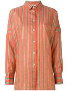 Hache - Striped Shirt - Women - Silk/cotton/linen/flax/viscose - 40, Yellow/orange, Silk/cotton/linen/flax/viscose