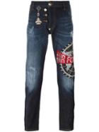 Philipp Plein Air Force Embellished Jeans, Men's, Size: 29, Blue, Cotton/spandex/elastane