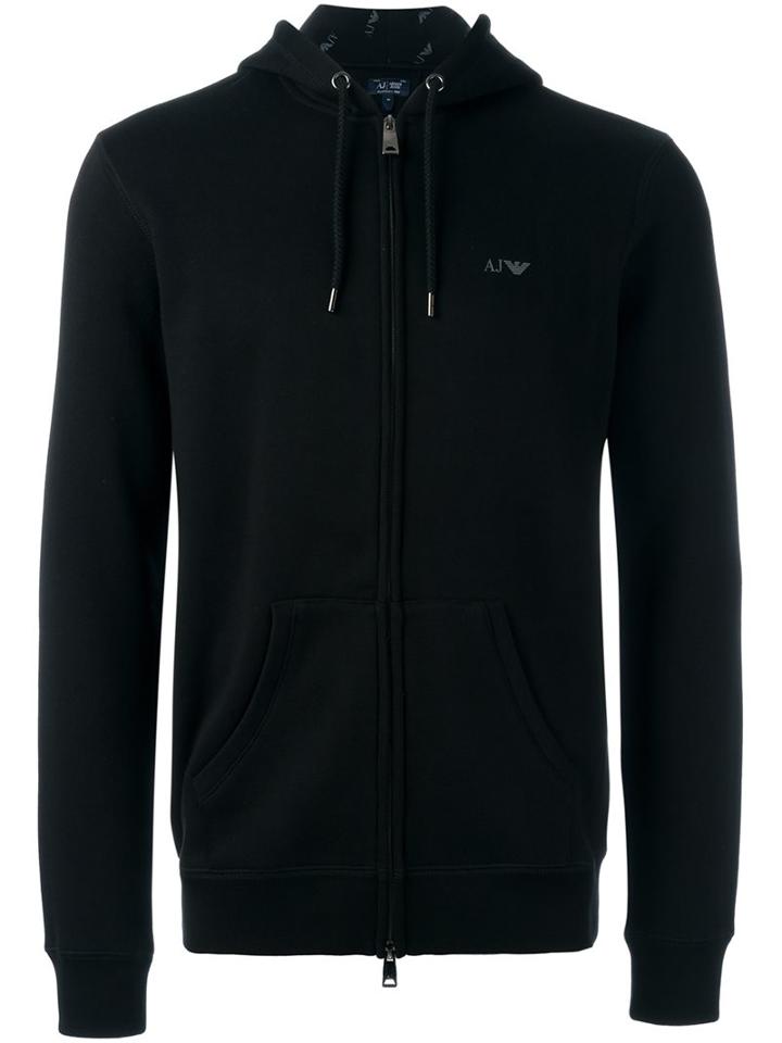 Armani Jeans Zipped Hoodie, Men's, Size: Large, Black, Cotton/polyester