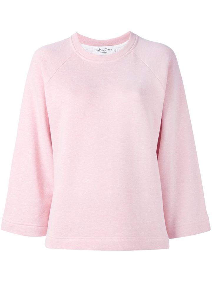 Ymc Wide Sleeve Sweatshirt, Women's, Size: Medium, Pink/purple, Cotton/polyester/viscose