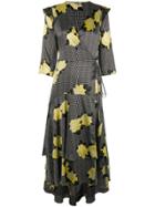 Ganni Floral Flared Dress - Black