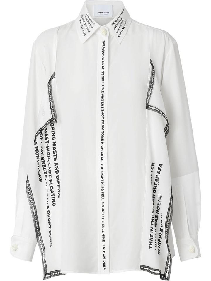 Burberry Mariner Print Lace Trim Oversized Shirt - White