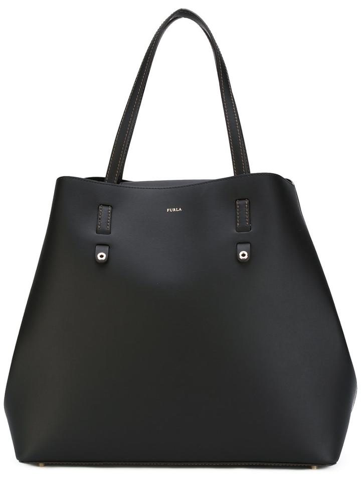Furla Logo Print Tote Bag, Women's, Brown, Leather