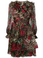 Dolce & Gabbana Multi-print Ruffled Dress - Neutrals