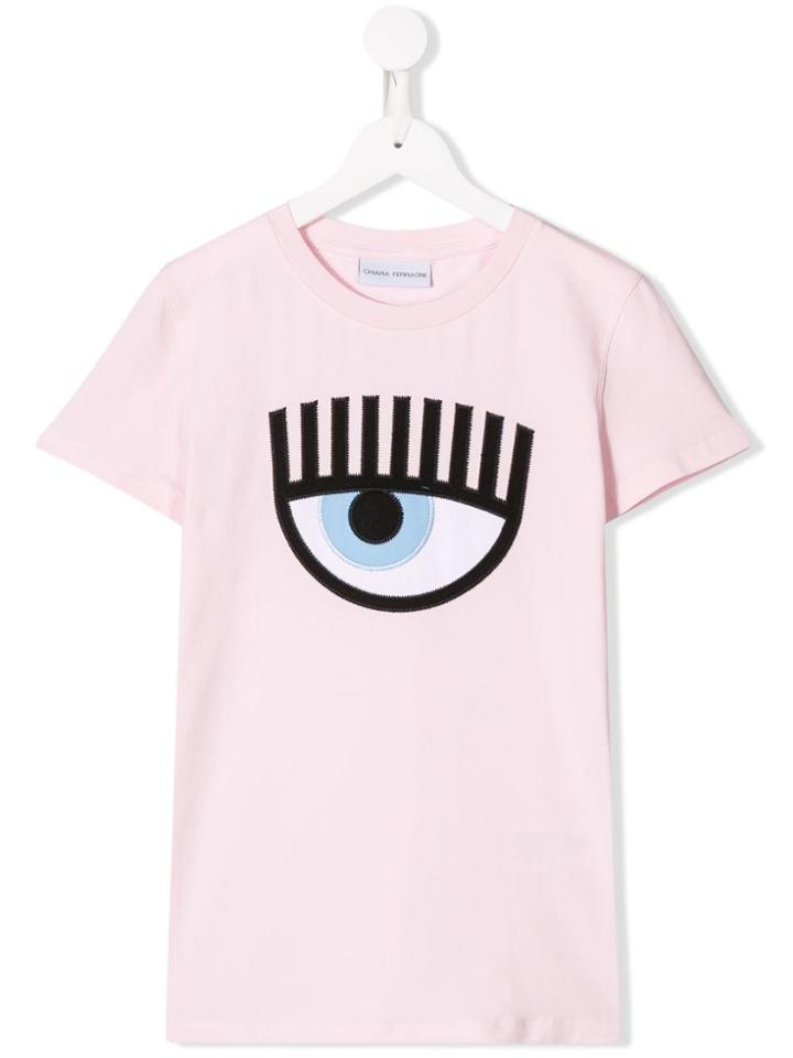 Chiara Ferragni Kids Embroidered Logo T-shirt - Pink