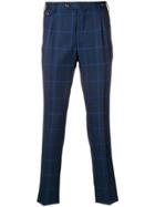 Pt01 Check Slim-fit Tailored Trousers - Blue