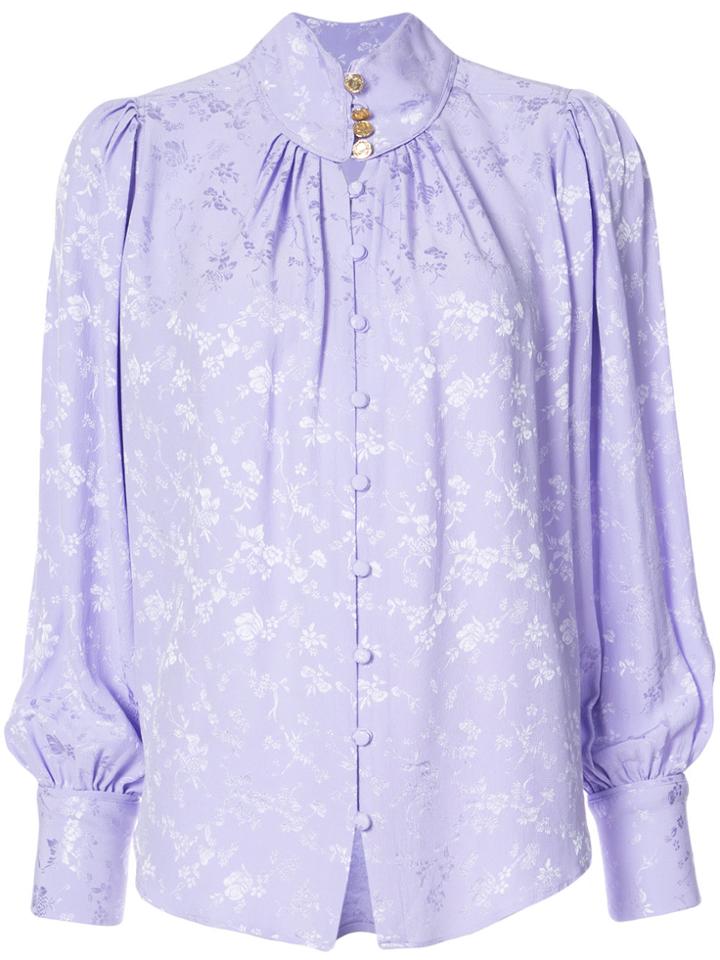 Maison Mayle Floral Embossed Blouse - Pink & Purple