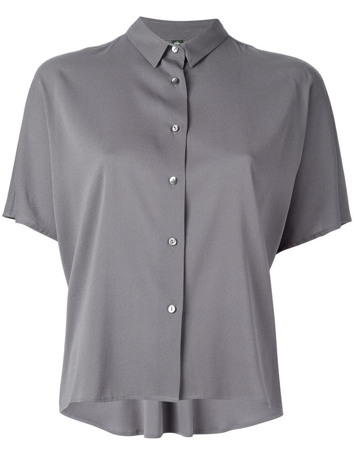 Eleventy Short-sleeved Button Fastening Shirt, Women's, Size: 42, Grey, Silk/spandex/elastane