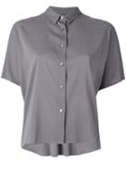 Eleventy Short-sleeved Button Fastening Shirt, Women's, Size: 42, Grey, Silk/spandex/elastane