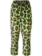 Blugirl Leopard Print Cropped Trousers, Women's, Size: 42, Green, Silk/polyester