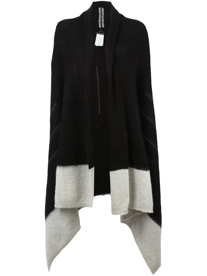 Rick Owens Asymmetric Colour Block Cardi-coat, Women's, Black, Polyamide/mohair/wool
