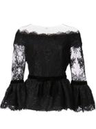 Marchesa Off-shoulder Lacework Top - Black