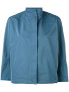 Jil Sander - High Neck Cropped Jacket - Women - Silk/polyester - 34, Blue, Silk/polyester