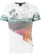 Just Cavalli Beach Print T-shirt, Men's, Size: Xl, White, Cotton