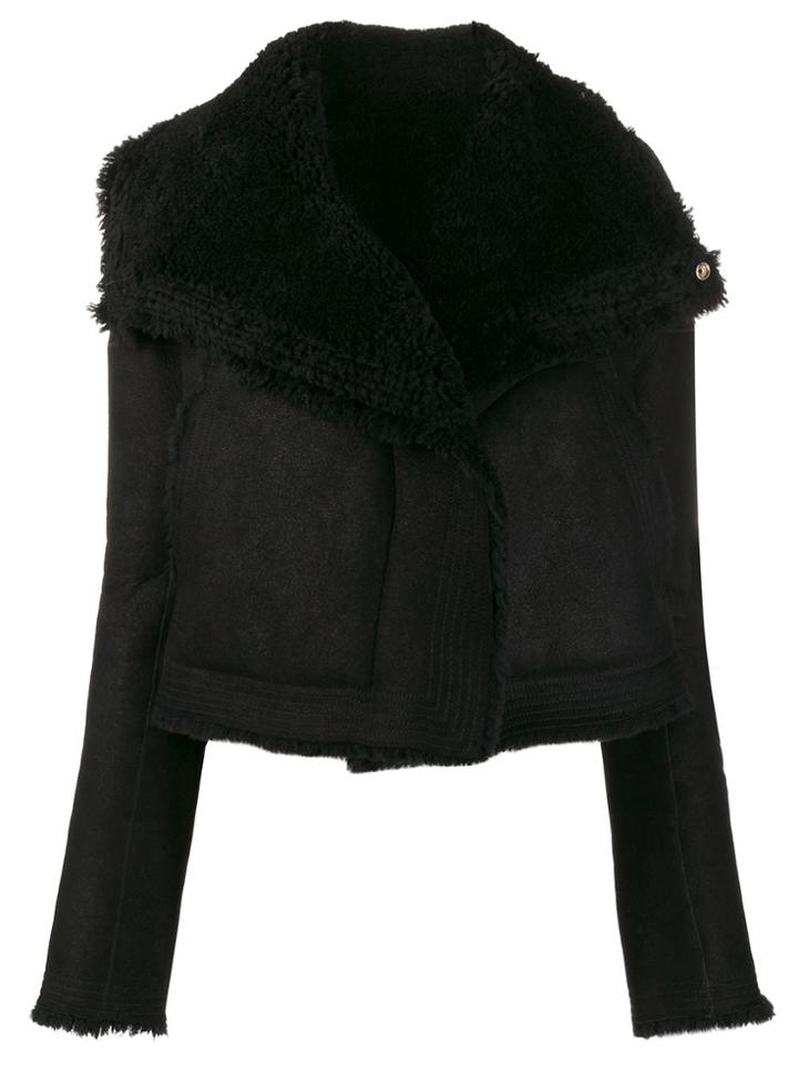 Rick Owens Shearling Cropped Jacket - Black