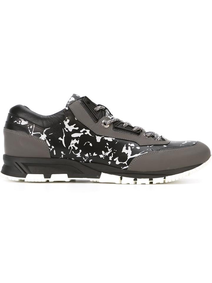 Lanvin Paneled Sneakers, Men's, Size: 40, Black, Leather/rubber