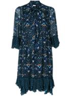 See By Chloé - Printed Pussybow Dress - Women - Polyester/viscose - 36, Black, Polyester/viscose