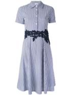 P.a.r.o.s.h. - Striped Lace Detail Dress - Women - Cotton/polyamide/spandex/elastane - M, Women's, Blue, Cotton/polyamide/spandex/elastane