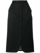Thom Browne Pintuck Cutaway Pencil Skirt In Cavalry Twill - Black