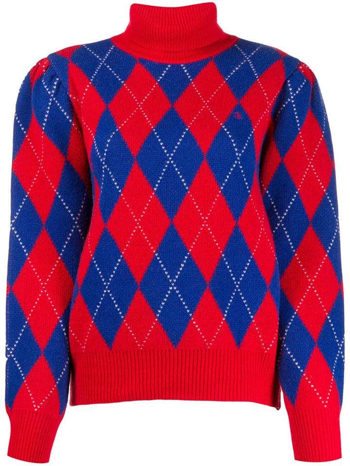 Pushbutton Diamond Pattern Jumper - Red