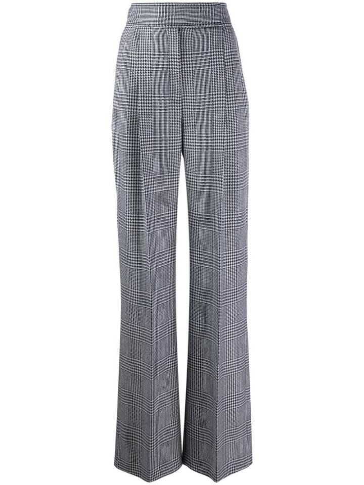 Alexander Mcqueen Check High-waisted Trousers - Black